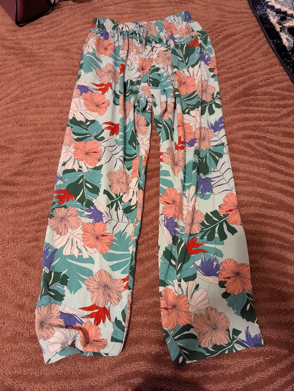 Indian Palazzo Pants With A  Tropical Floral Print NWOT